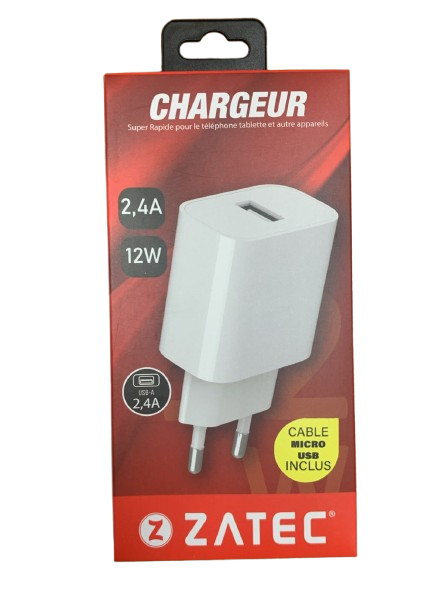 Zatec Chargeur 12W 2.4A 1 Port USB Z-22