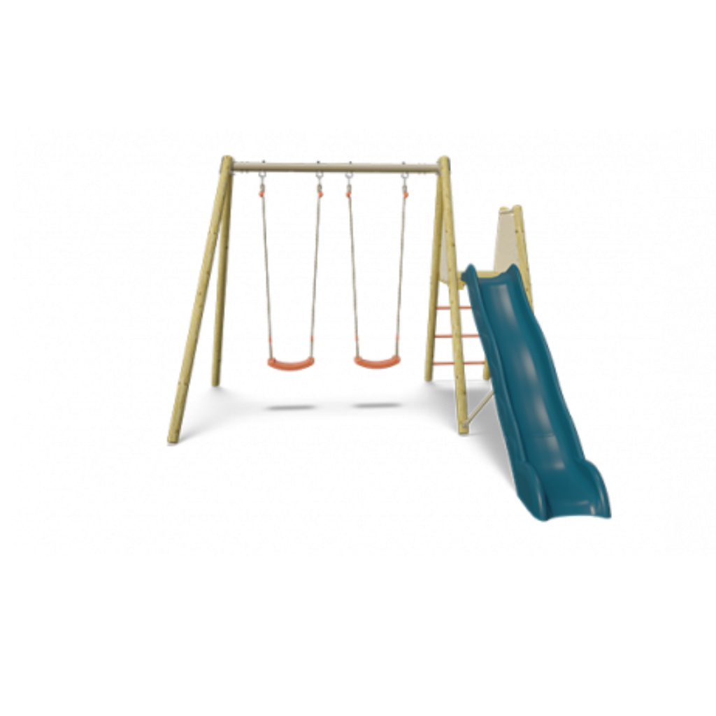 Trigano- 2 Balançoires Soufflées + 1 Plateforme Avec Toboggan 2m63 Harmonie Billy