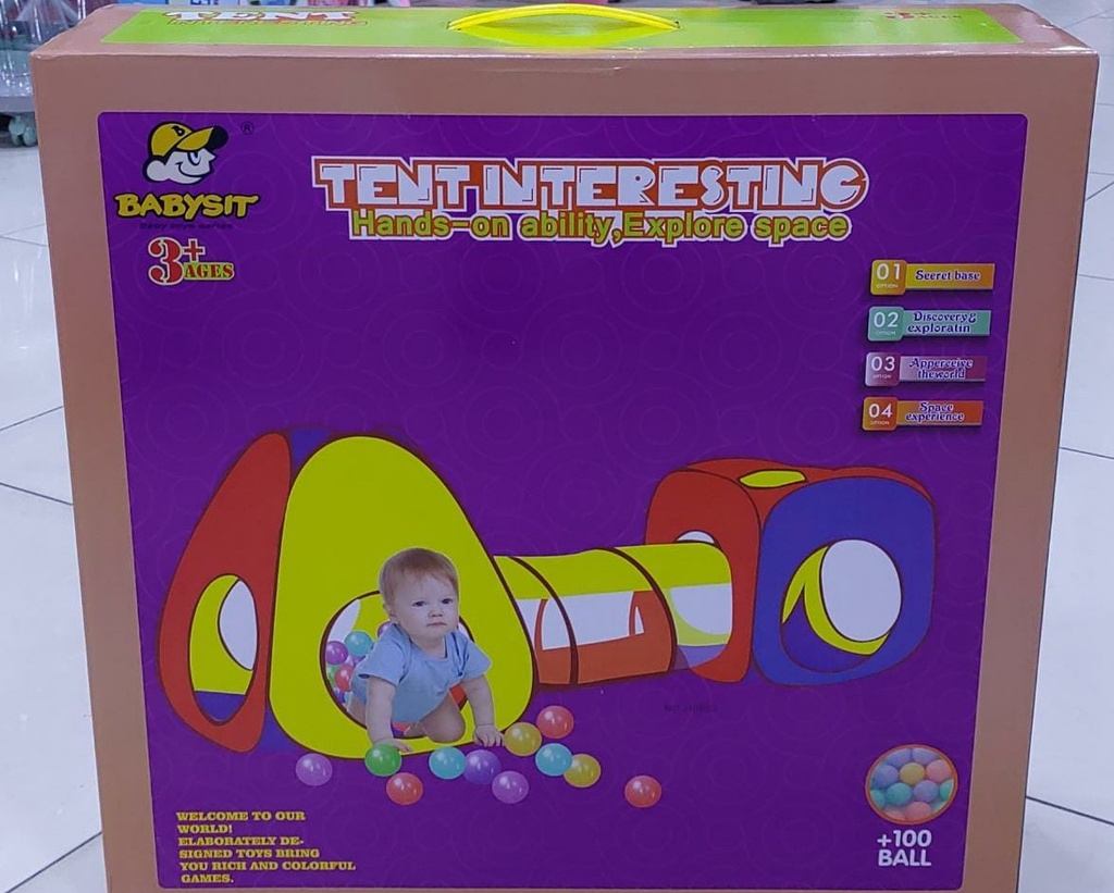 Tente avec tunnel 100 balles