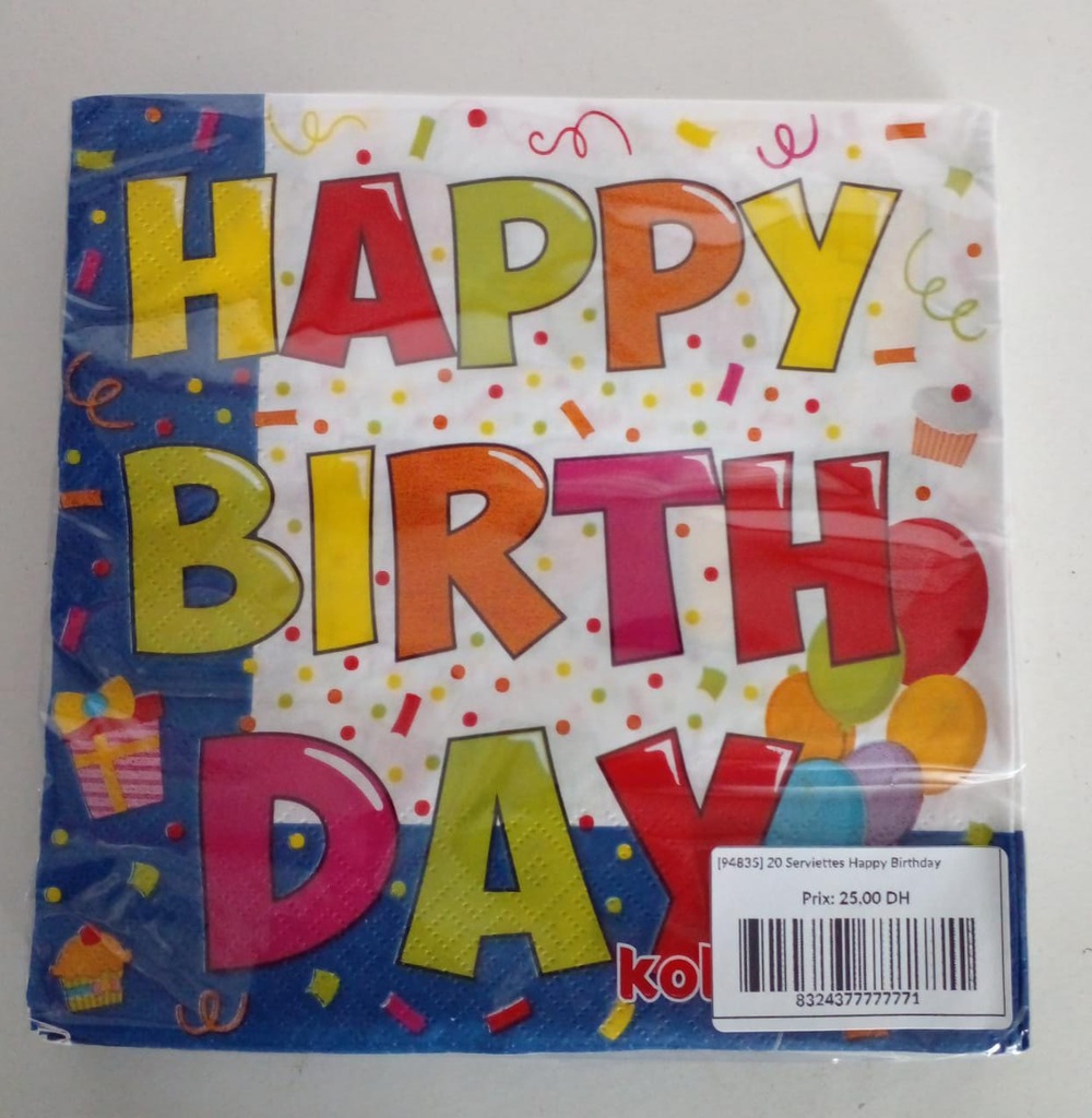 20 Serviettes Happy Birthday