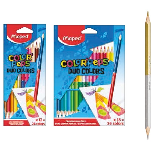 [MD13A829600] Crayons color'peps 18cm Duo en Bte de 12 Maped