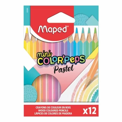 [MD13A832569] Crayons mini color'peps Pastel 11 cm Bte de 12 Maped