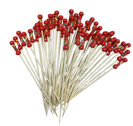 [P336] 50 Brochettes Decorees Rouges 9CM