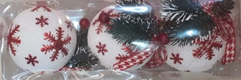 [P431] 3 Boules Bonbons Sapin Rouge Blanc