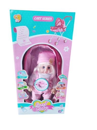 [033043-888-2B] Poupée Avec Poussette Sueet Baby