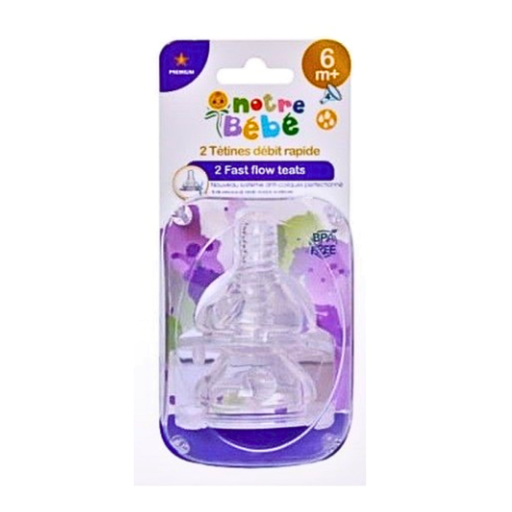 [BPB001L] Tetines En Silicone X 2 N/B  Large