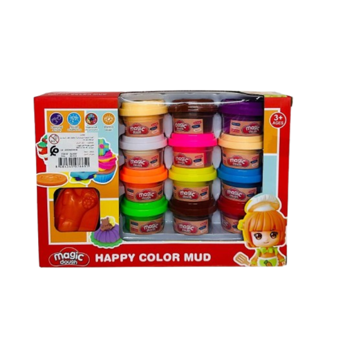 [AJ-8097] 12 Pots de Pâte à Modeler Avec Accessoire
