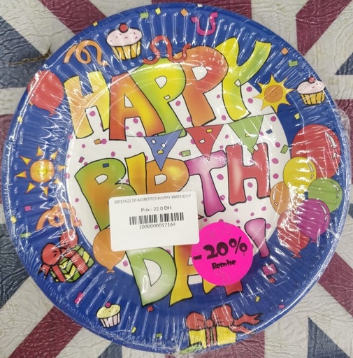 [001562] 10 ASSIETTES HAPPY BIRTHDAY
