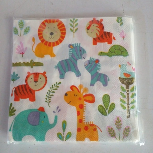 [P589] 20 SERVIETTES ANIMAUX