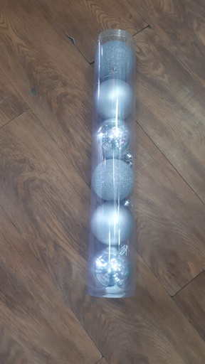 [P555] 6 Boules Sapin argente 8cm