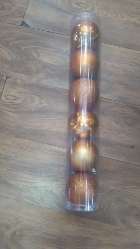 [P557] 6 Boules sapin Bronze 8 cm