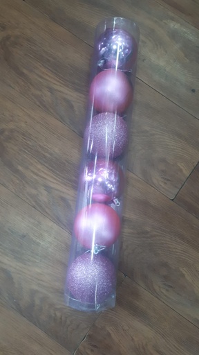 [P558] 6 Boules sapin Fuchsia 8cm