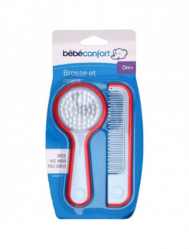 [010261] BROSSE MIROIR + PEIGNE NAVY ROUGE 1435