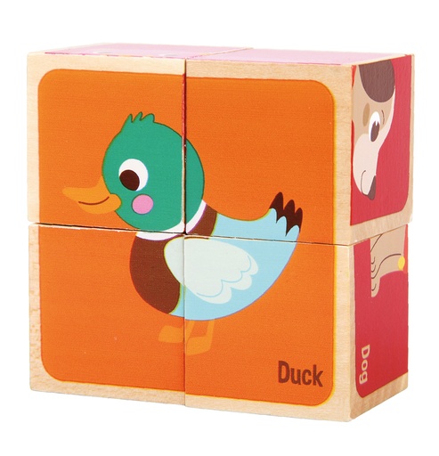 [11011] Cube puzzle animaux de ferme 4 pièces
