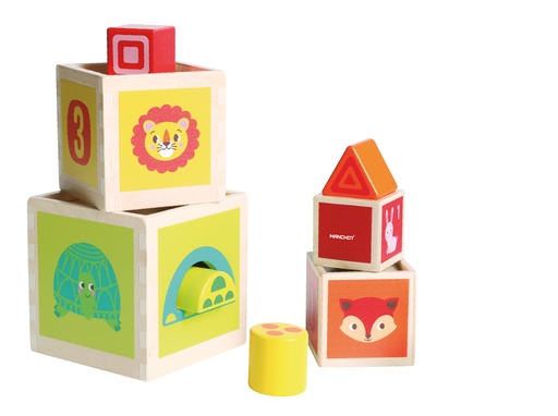 [109-11009] Cubes à empiler animaux en bois