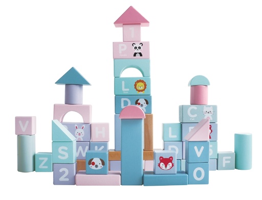 [Z1001C] Bloc de construction château en bois 50 Pcs