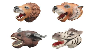 [Q9899-787] Marionnette à main Animaux Lion/Tigre/Buf/Zèbre