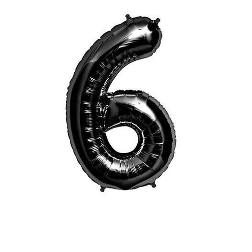 [P086] FOIL BALLON N°6 NOIR 70CM