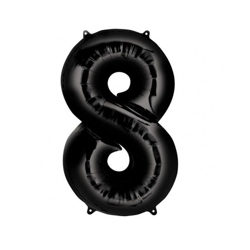 [P088] FOIL BALLON N°8 NOIR 70CM