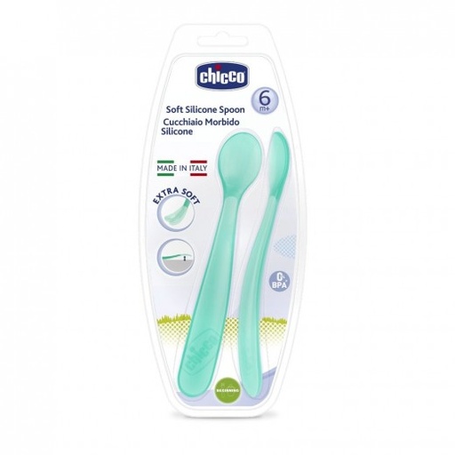 [CHI-00006828210000] SOFT SILICON SPOON BI-PACK BOY 6M+