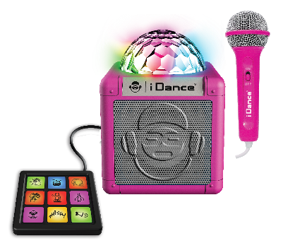 [4894367014567] Enceinte Bluetooth Cube avec boule Disco Rose