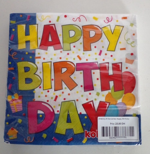 [94835] 20 Serviettes Happy Birthday