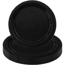 [P847] 10 ASSIETTES EN PAPIER NOIRES VIVENDI 18CM