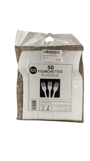 [P316] 50 Fourchettes Plastique Blanches