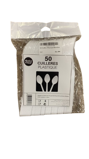 [P317] 50 Cuillers Plastique Blanches
