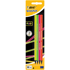 [940758] Crayon HB Bic Evolution Fluo Boite de 4 pcs