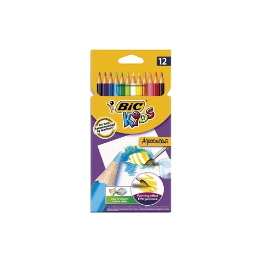 [8575613-14-15] CRAYONS COULEURES 12 PC LONGUE AQUARELLES BIC PAQUE DE 12